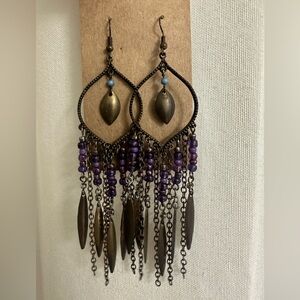 Bohemian Chandelier Purple Bead Earrings ✨💜✨